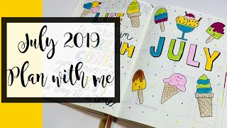 Plan With Me // July 2019 Bullet Journal Setup // Ice Cream Theme