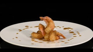 Mazzancolle in Tempura, Salsa di Ostriche e Aceto Balsamico