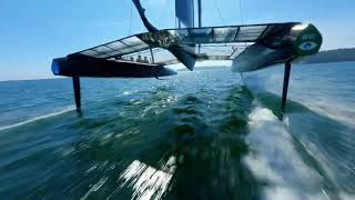 SailGP Plymouth 🇬🇧 | Under the boat FPV Drone Shot