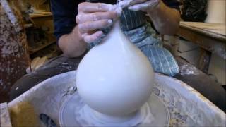 Hand Thrown Porcelain Vase with Turning