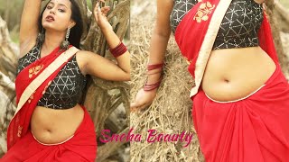 Girls saree fashion style 2024 | Deblina | Saree Pose/Black Sleeveless Design Blouse | Sneha Beauty