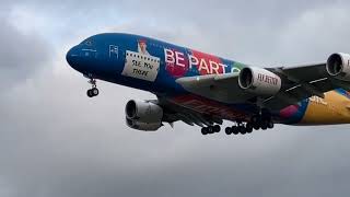 Planes landing into London Heathrow airport.