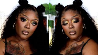 **MUST WATCH** BADDIE MAKEUP LOOK | BROWN EYE LOOK WITH A POP OF YELLOW GLITTER | BRIANA MARIE