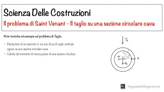 Scienza Delle Costruzioni: Saint Venant – Il Taglio su una sezione circolare cava - Lezione 5.4