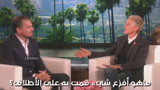 Leonardo with Ellen Show | Plane Story | مقابلة ليونارد مع برنامج ايلين شو مترجم