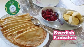 Swedish Pancakes/How to make swedish pancakes? #food4hjobymomc #vanillaicecream #freshstrawberries