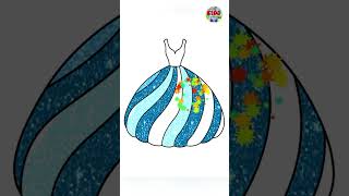 beautiful blue and sky blue dress #drawing #coloring #creativeart #glitterdress #blue #glitter