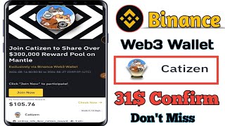 Binance Web3 Wallet Catizen Airdrop|| Join Catizen $300K Reward Mantle MNT Token|| Catizen Telegram