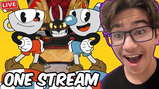 BEATING ALL OF CUPHEAD IN ONE STREAM!!! (Live)