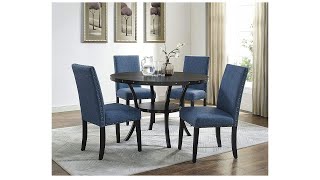 Roundhill Furniture Biony Blue Fabric Dining Chair