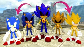 Super Sonic exe Tapes VS Shin Sonic the Tapes SIZE COMPARISON in Garry's Mod!