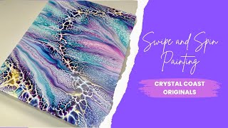 Vibrant Royal Purples and Blues Swipe and Spin Abstract Fluid Art Acrylic Pour Painting