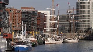 Hamburg, Germany: HafenCity, Sandtorhafen, Sandtorkai, Traditional Ships - 4K UHD Video (2160/60p)