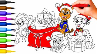 PAW Patrol Christmas Painting 🎄🎁 | Paw Patrol with Gifts Coloring Pages