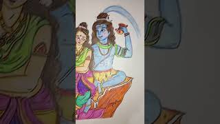 ||Shiv parvati drawing😍|| #shortsvideo #art #subscribe