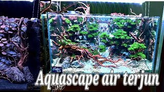 aquascape air terjun tank 60cm #aquascape #hardscapeaquascape #aquascapeairterjun