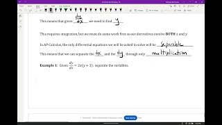 Unit 7: 7.6-7.7 Finding Solutions to Differential Equations Video 1