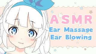 ASMR Ear Massage & Ear Blowing 💙  [Breathing] [Sleep Aid]