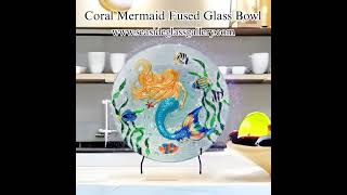 Sensational Coral Mermaid Glass Bowl / Bird Bath – 18″