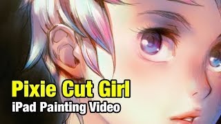 Pixie cut girl - iPad painting video