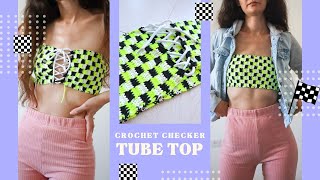 Crochet Checkered Top 🏁 \\ How To Crochet The Checker Print Stitch