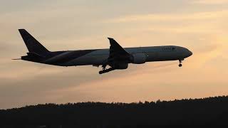 Thai Airways Boeing 777-300ER HS-TKZ landing at Zurich Airport