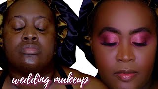 DOING MY SISTERS MAKEUP FOR A WEDDING | BURGUNDY & PINK SMOKEY EYE MAKEUP | My brother's wedding 🤍