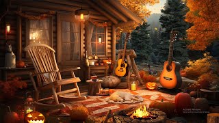 Autumn Cozy Veranda with Relaxing Fireplace Afternoon and Fall Forest Ambience // Alley Music