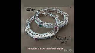 Rhodium&silver polished bangles