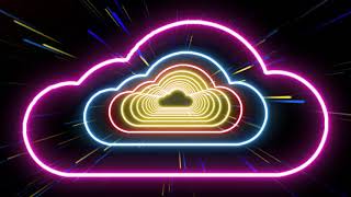 Neon Cloud Shape Tunnel Moving in Dark Blue Night Sky Glowing Lights 4K TikTok Trend Background