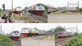 KRL COMMUTER LINE & KAJJ (KERETA API JARAK JAUH) DI JPL 110 STASIUN CIKARANG SIANG MENJELANG SORE