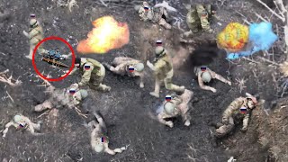 Ukrainian FPV Bomber Drone Brutally Blows Up Hundreds of Russian Infantry in Trenches Near Avdiivka