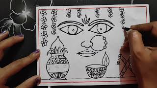 Navratri special drawing easy/Dussehra festival drawing for kids/Navratri poster drawing