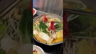 Sake based broth shabu-shabu with high quality pork and Hanwoo 1++ beef (쿠지사케 육수 부타/한우 1++ 등급 샤브샤브)