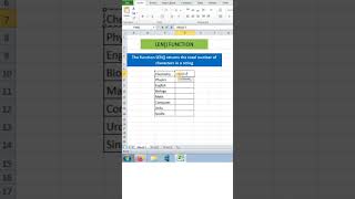 Len() Function in Excel | #shorts #ytshorts #youtubeshorts #excel