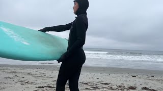 VLOGMAS DAY 4! SURFING EVERYDAY UNTIL CHRISTMAS! Monday workday and evening chilly surf 🥶