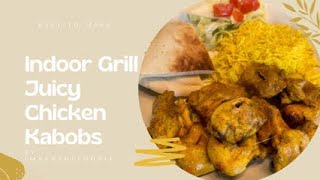 Indoor Grill Juicy Chicken Kabobs, Yellow Rice, and Sauces in a minute