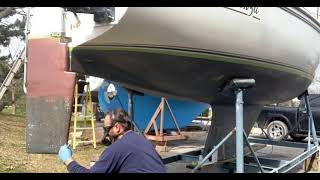 How to paint anti-foul paint on sailboat.