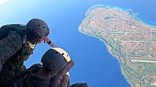 U.S. Marines with the Maritime Raid Force conduct parachute operations on Ie Shima