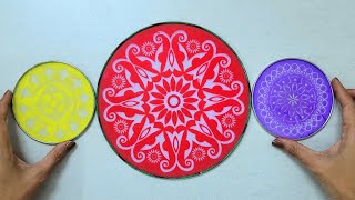 Quick and Easy Rangoli designs | Latest rangoli design | How to make rangoli with stencil #rangoli