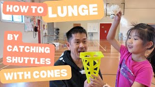 Yi Linh Learns How To Do Badminton Lunging By Catching Shuttles With Cones Fun Practice