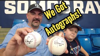 He finally gets a ball at an MLB game.