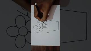 Flower Pot Drawing #shorts #drawing #art #video #painting