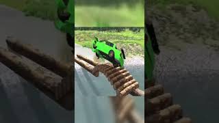 Cars vs Bulged Log Bridge 😱 BeamNG.Drive #shorts