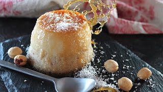 Flan de avena, avellanas y coco sin leche