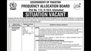 Frequency Allocation Board Islamabad Jobs September 2024 October Application Form Assistant Drictor