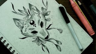 Angel Moon Wolf 🌚 | Wolf Tattoo | Step by Step complete tutorial of drawing a tattoo