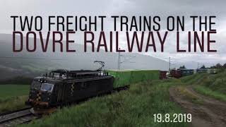 Two Norwegian freight trains on the Dovre railway line.