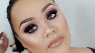 Brown Glitter Smokey Eye & Nude Lip | Full Face Makeup Tutorial | Makeupwithjah