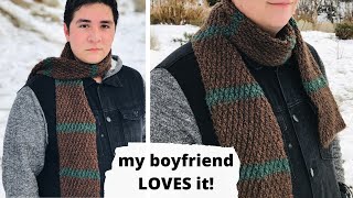 Alpine Stitch Crochet SCARF PATTERN FOR MEN - (my boyfriend LOVES it!)